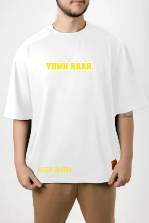 Camiseta oversized com estampa yhwh raah hermes gold