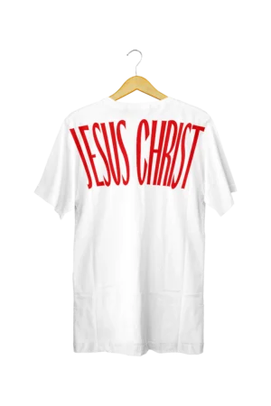 Camiseta oversized estampa Jesus Christ meia malha 30/1 100% algodão 160 g/m