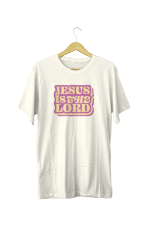 Camisetas oversized amaciada estampa Jesus is the Lord na frente suedine megan 100% algodão gramatura 230g/m